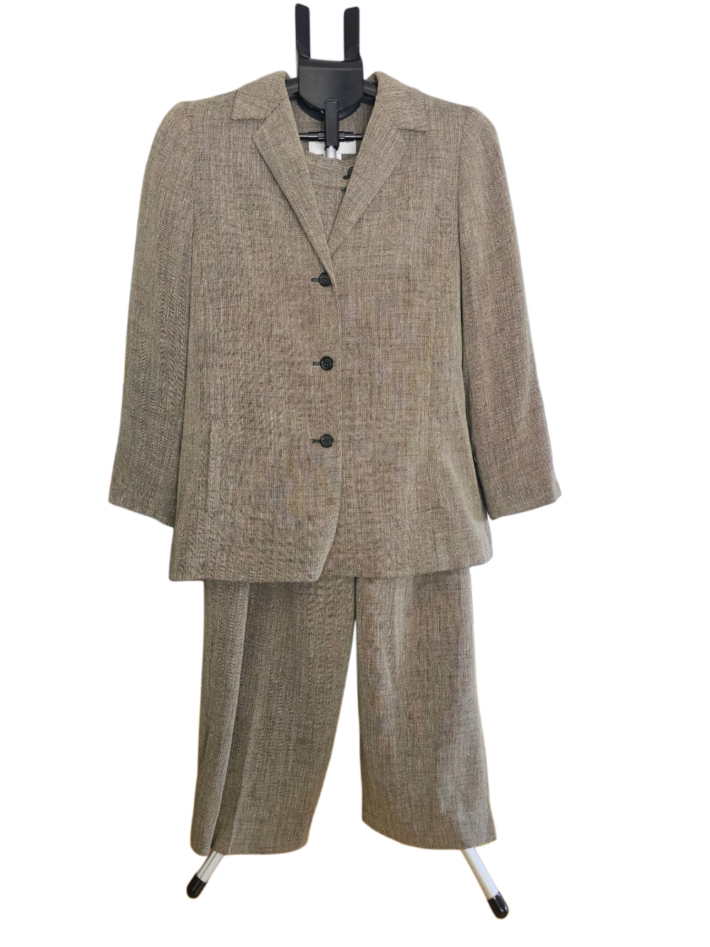 Liz Claiborne Brown Tweed Two-Piece Suit Jacket & Trousers